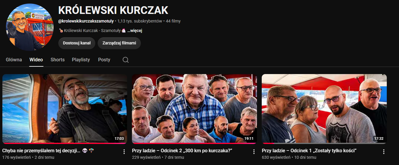 Kanał YouTube Królewski Kurczak